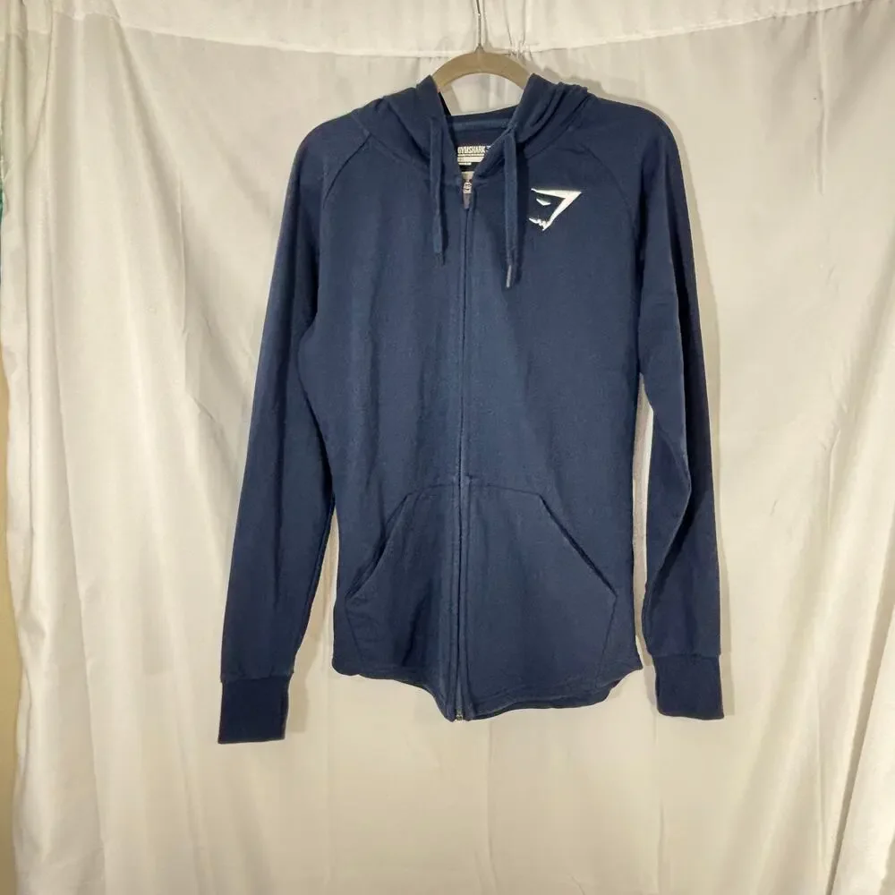 Gymshark Training Zip Hoodie Navy Medium Women Athletic Full Zip Sweatshirt - Picture 2 of 5